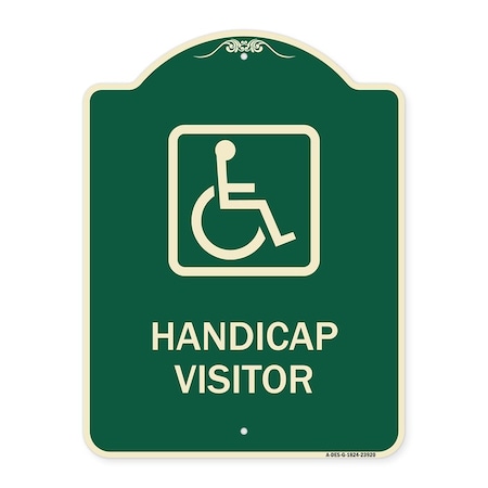Signmission Handicap Visitor With Graphic Heavy-Gauge Aluminum Architectural Sign, 24" x 18", G-1824-23920 A-DES-G-1824-23920